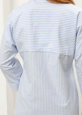 Рубашка с кокеткой в голубую полоску Молли